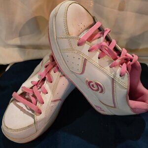 Spinner Walk N Roll Shoes, size 5, white & pink